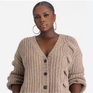 KBB by KAHLANA cable knot cardigan sweater XXL runs big